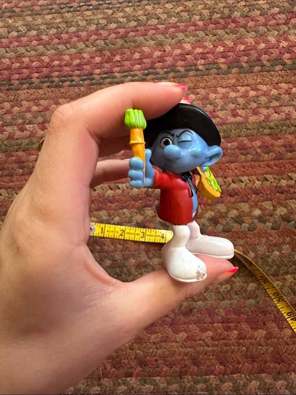Smurf PAINTER Artist Figure MCDONALDS COLLECTIBLE 3”
